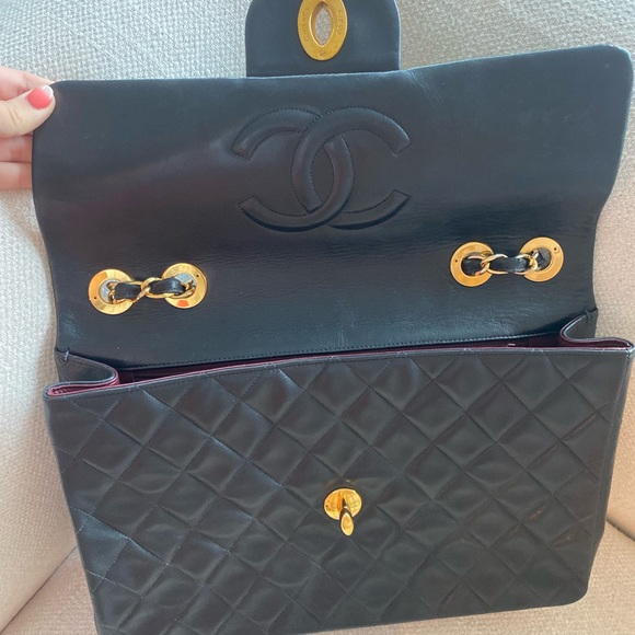 Chanel 2.55 XL Vintage Jumbo Classic Single Flap Timeless Maxi Cc Black - Picture 4 of 15